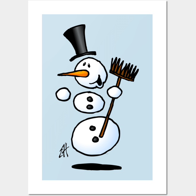 Dancing snowman Wall Art by Cardvibes